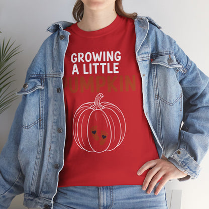 Growing A Little Pumpkin Fall Thanksgiving Baby Bump Wife T-Shirt