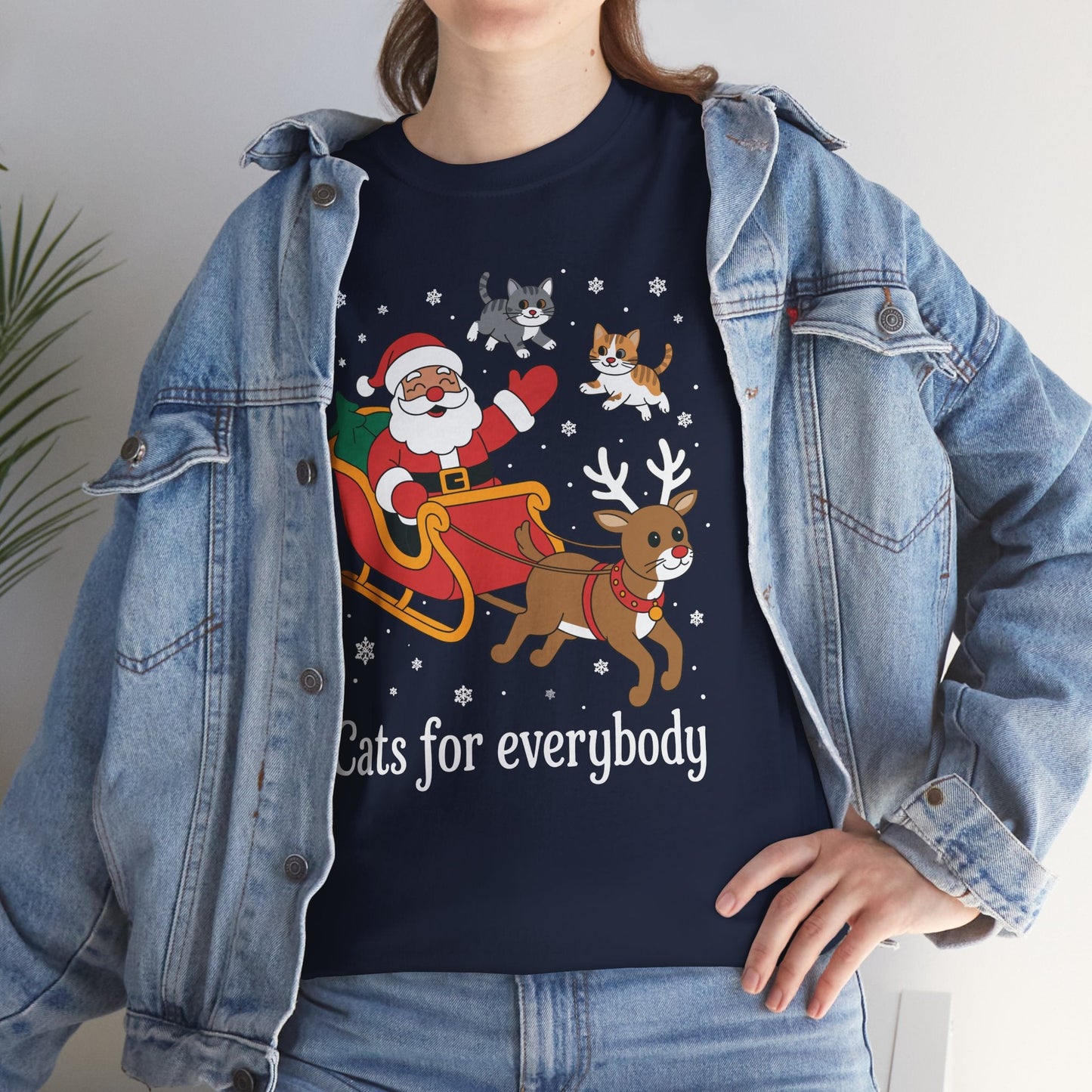 Cats For Everybody Christmas Cat Funny Xmas Women Santa T-Shirt