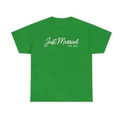 Just Married 2025 Honeymoon Wedding Couples Fiancee T-Shirt