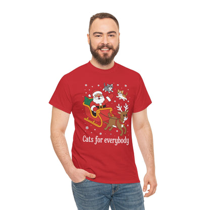 Cats For Everybody Christmas Cat Funny Xmas Women Santa T-Shirt