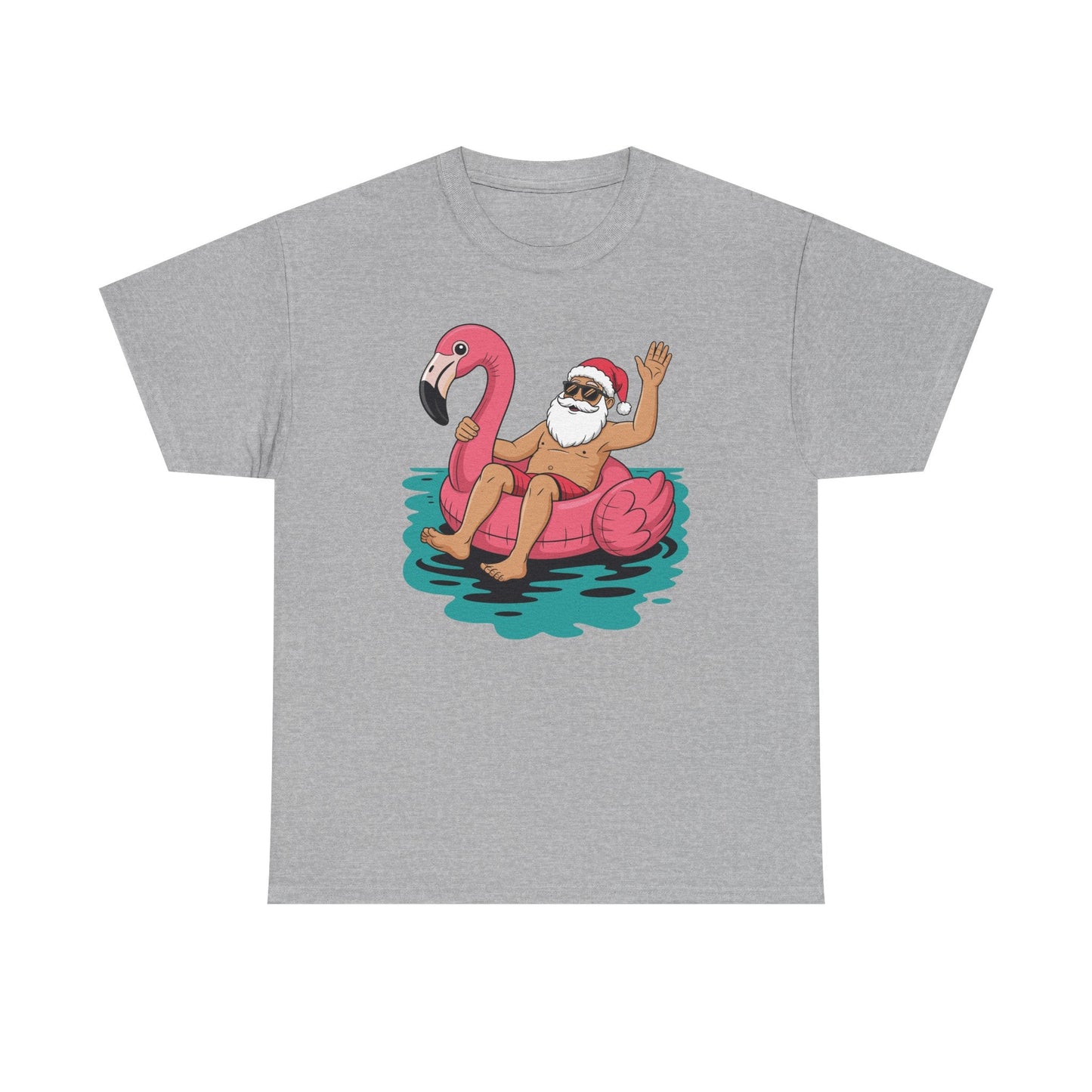 Santa Flamingo Floatie Funny Christmas In July Summer Xmas T-Shirt