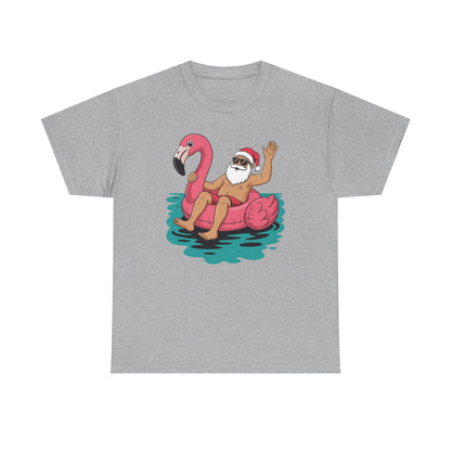 Santa Flamingo Floatie Funny Christmas In July Summer Xmas T-Shirt