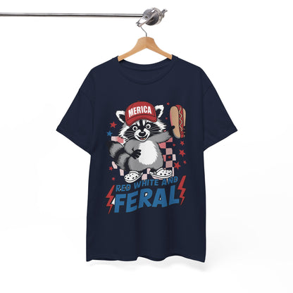 Red White And Feral Raccoon 4th of July Saying Meme T-Shirt