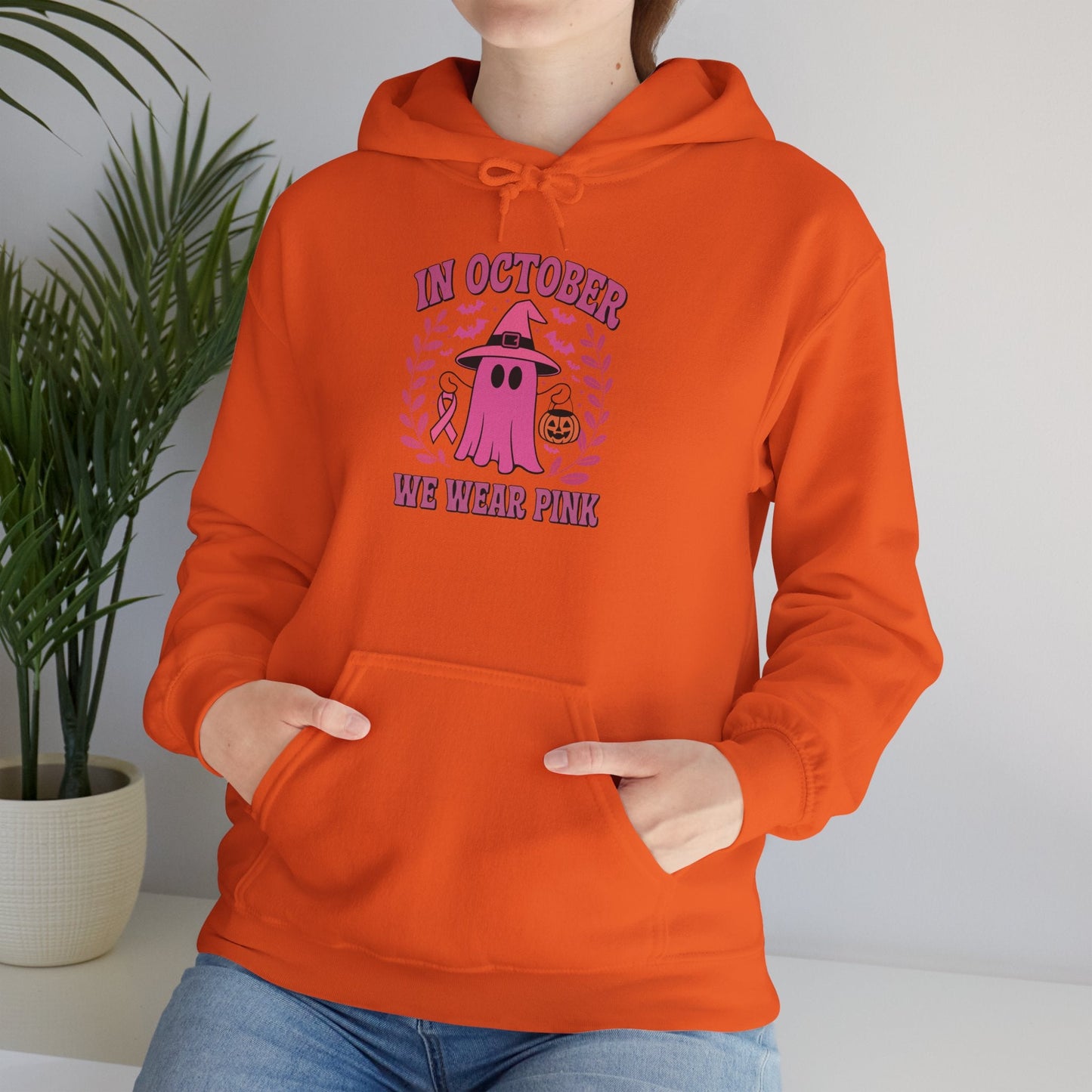 In October We Wear Pink Breast Cancer Awareness Halloween Hoodie
