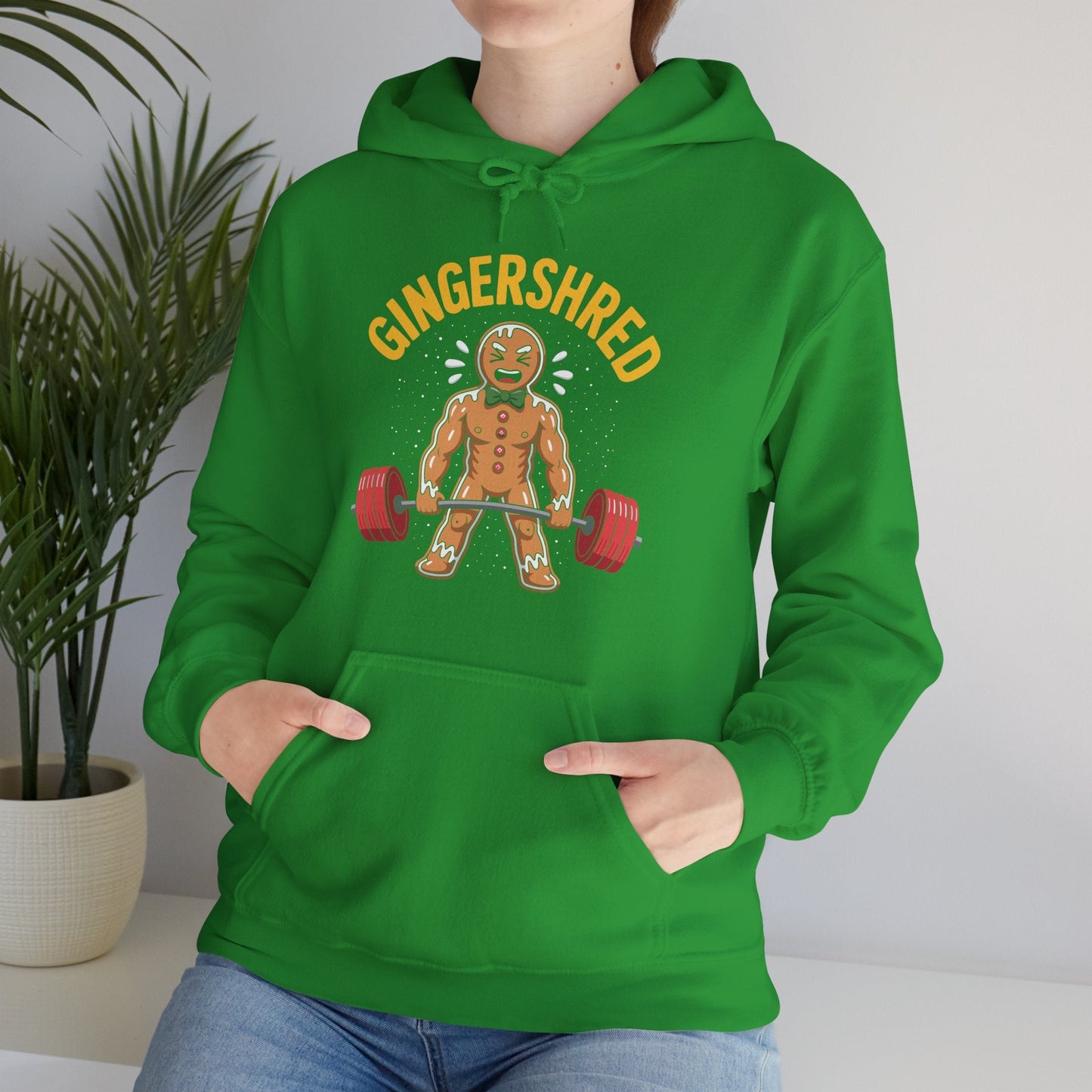 Funny Gingershred Gingerbread Man Gym Bodybuilding Christmas Hoodie