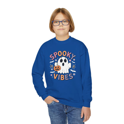 Spooky Vibes Ghost Retro Groovy Halloween Kids Sweatshirt