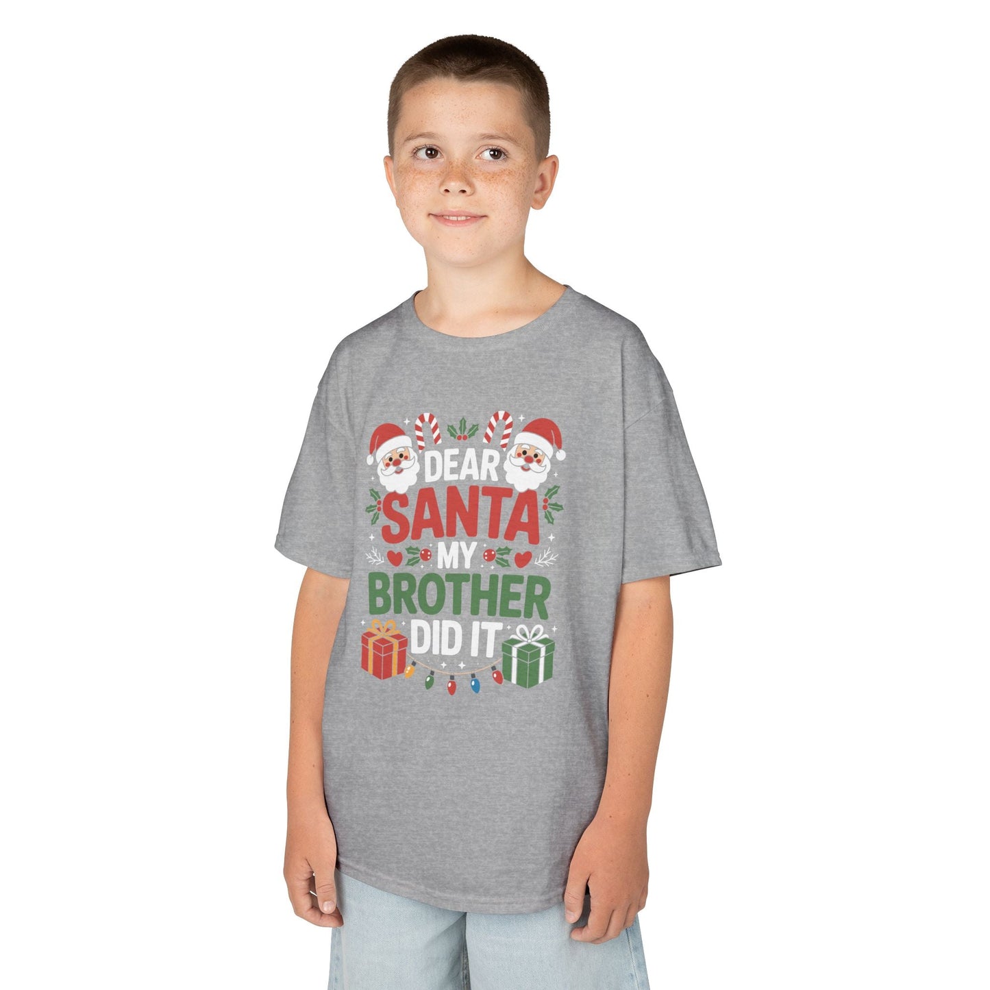 Dear Santa My Brother Did It Funny Christmas Boys Girls Kids T-Shirt