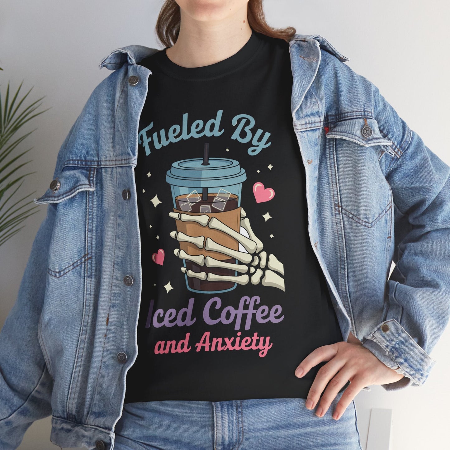 Fueled by Iced Coffee and Anxiety Funny Coffee Lover T-Shirt