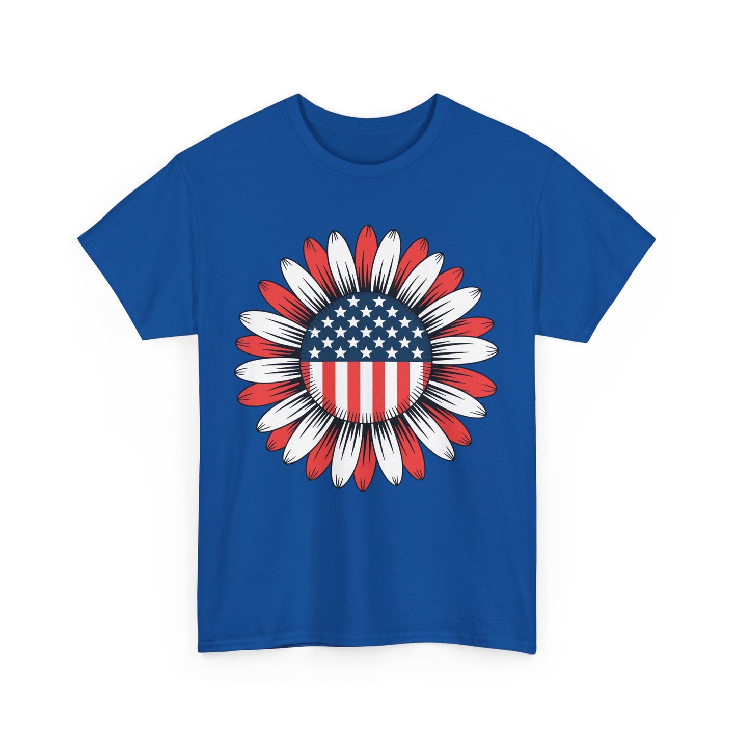 Sunflower American Flag 4th of July Women Men Merica USA T-Shirt