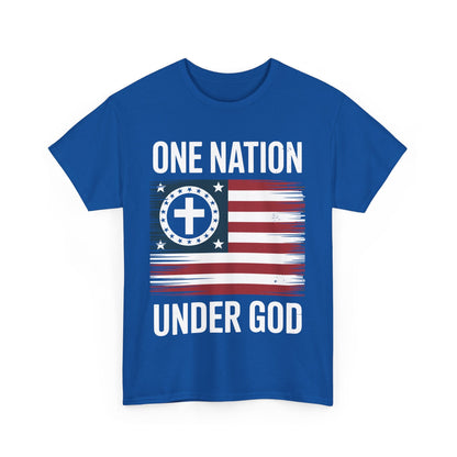 One Nation Under God Flag 4th Of July Patriotic Christian T-Shirt