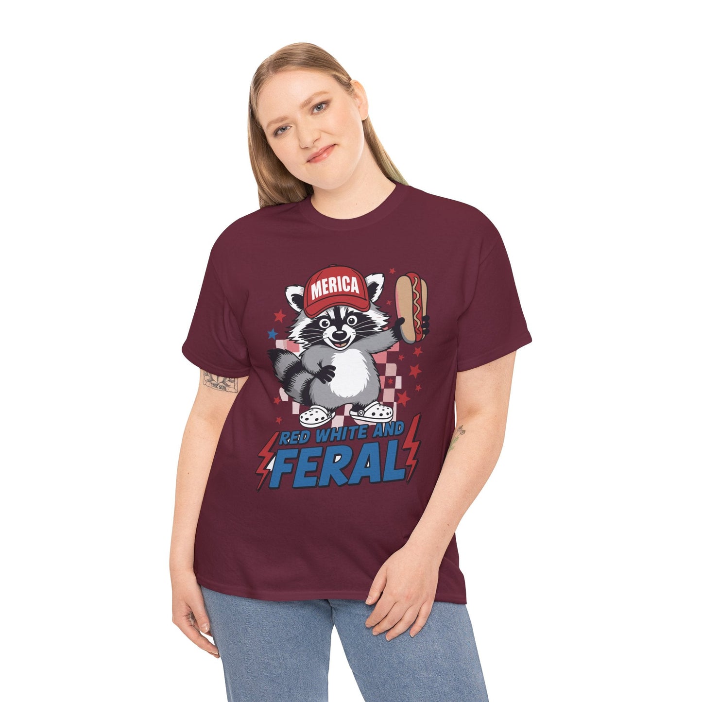 Red White And Feral Raccoon 4th of July Saying Meme T-Shirt