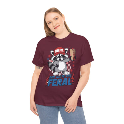 Red White And Feral Raccoon 4th of July Saying Meme T-Shirt