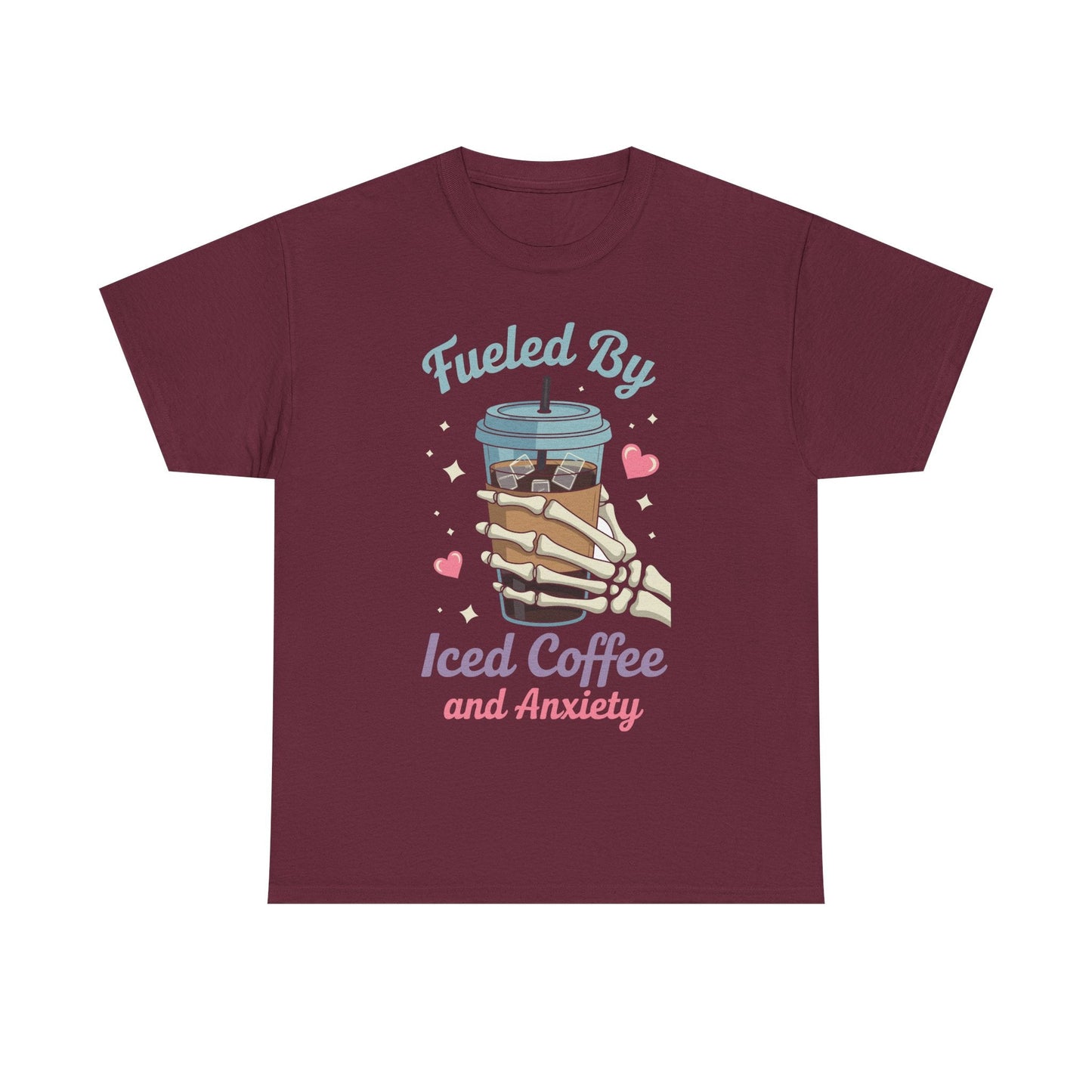 Fueled by Iced Coffee and Anxiety Funny Coffee Lover T-Shirt