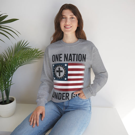 One Nation Under God Flag 4th Of July Patriotic Christian Sweatshirt