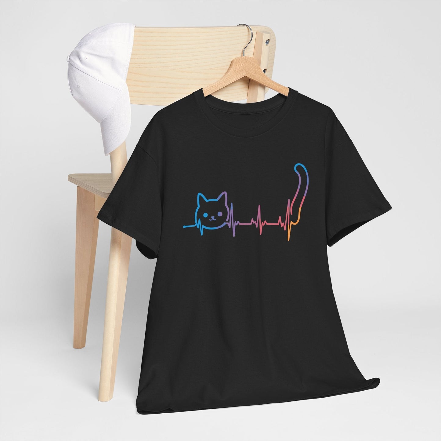 Heartbeat Cat Lover Animal Silhouette Cute Cat T-Shirt