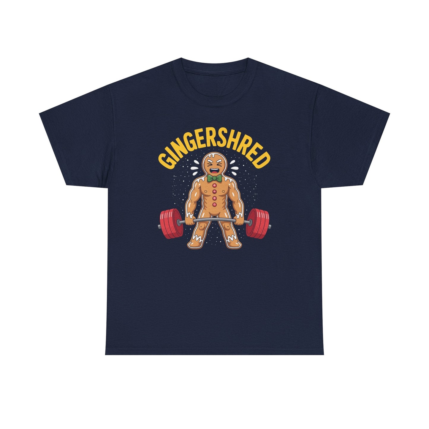 Funny Gingershred Gingerbread Man Gym Bodybuilding Christmas T-Shirt