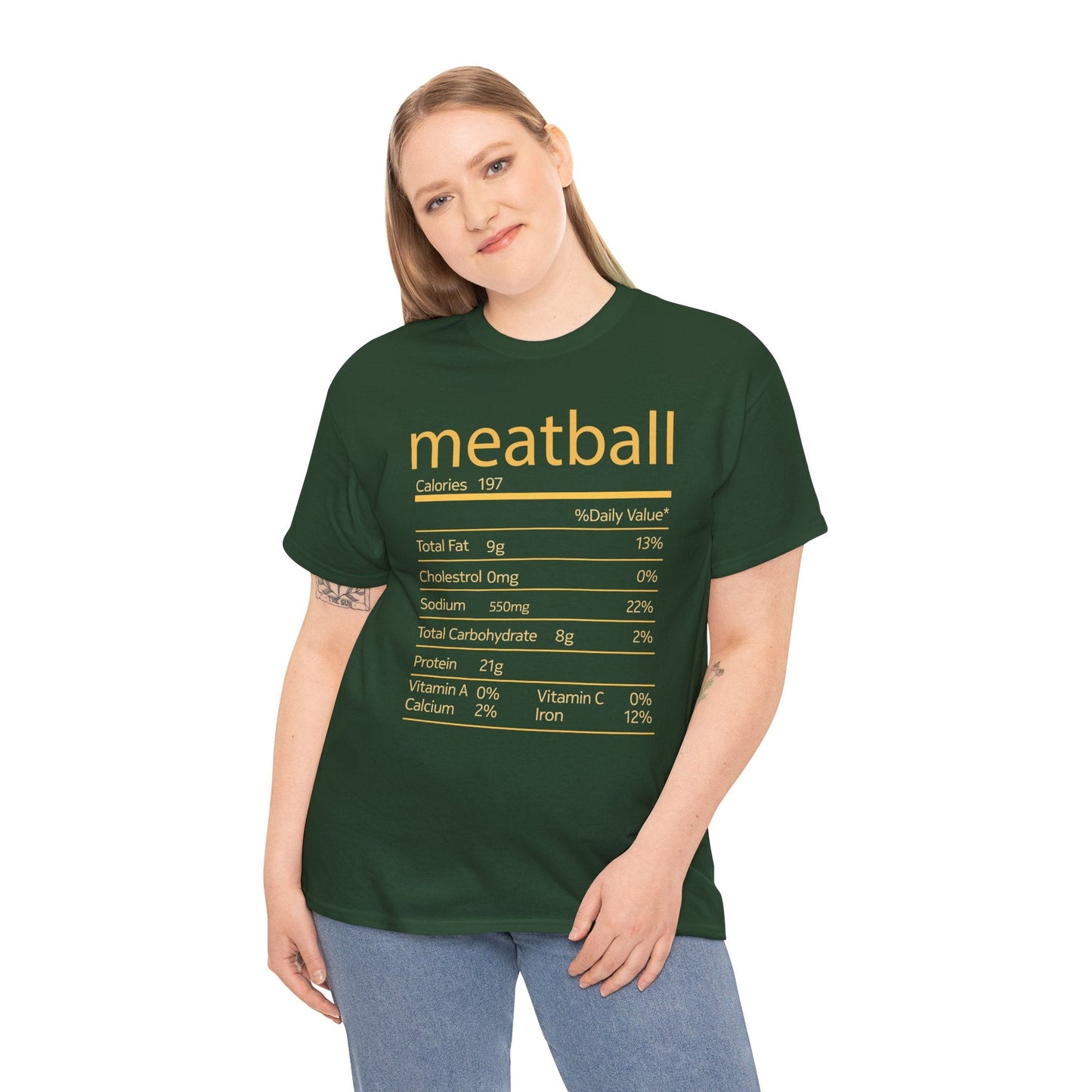 Meatball Nutrition Facts Funny Thanksgiving Christmas T-Shirt