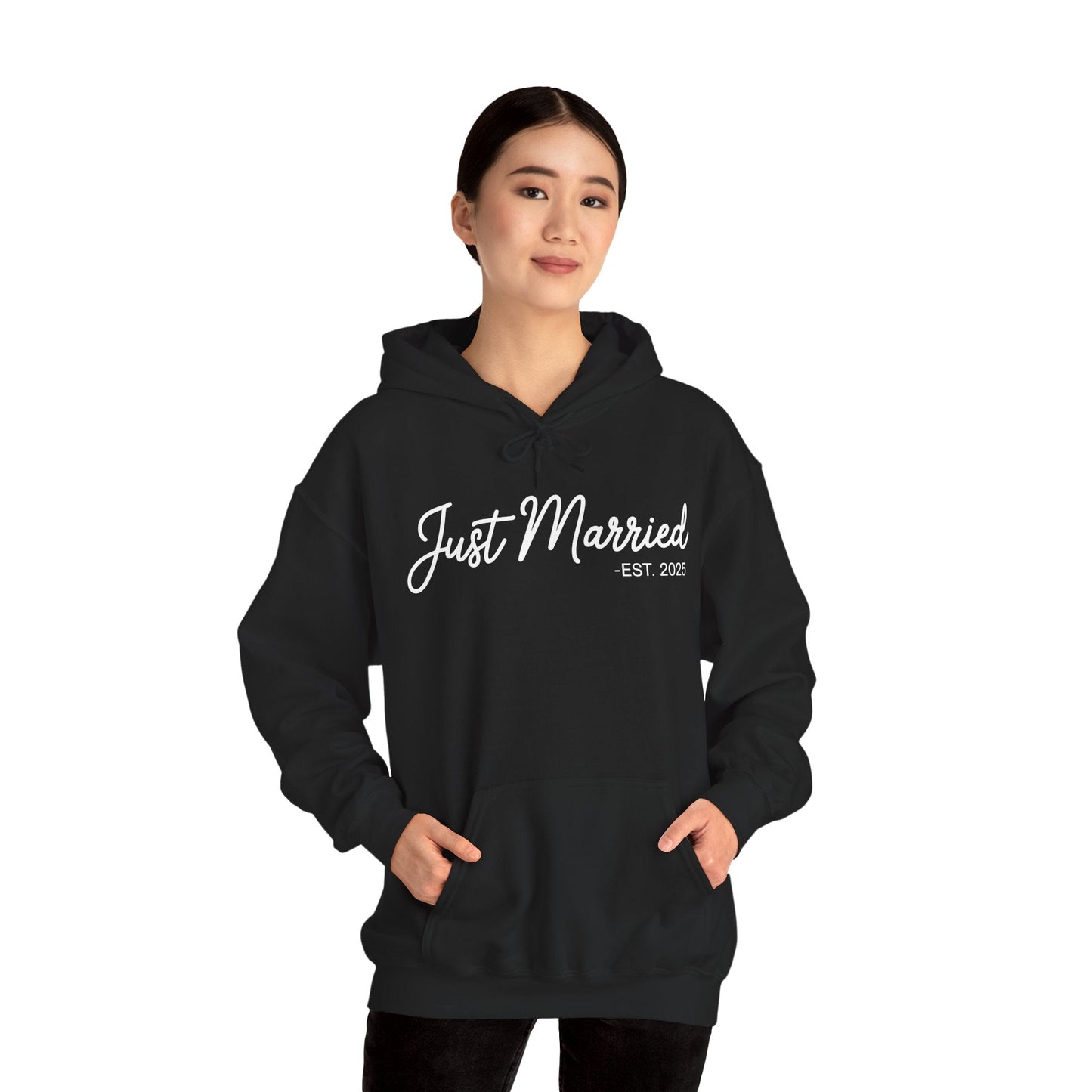 Just Married 2025 Honeymoon Wedding Couples Fiancee Hoodie