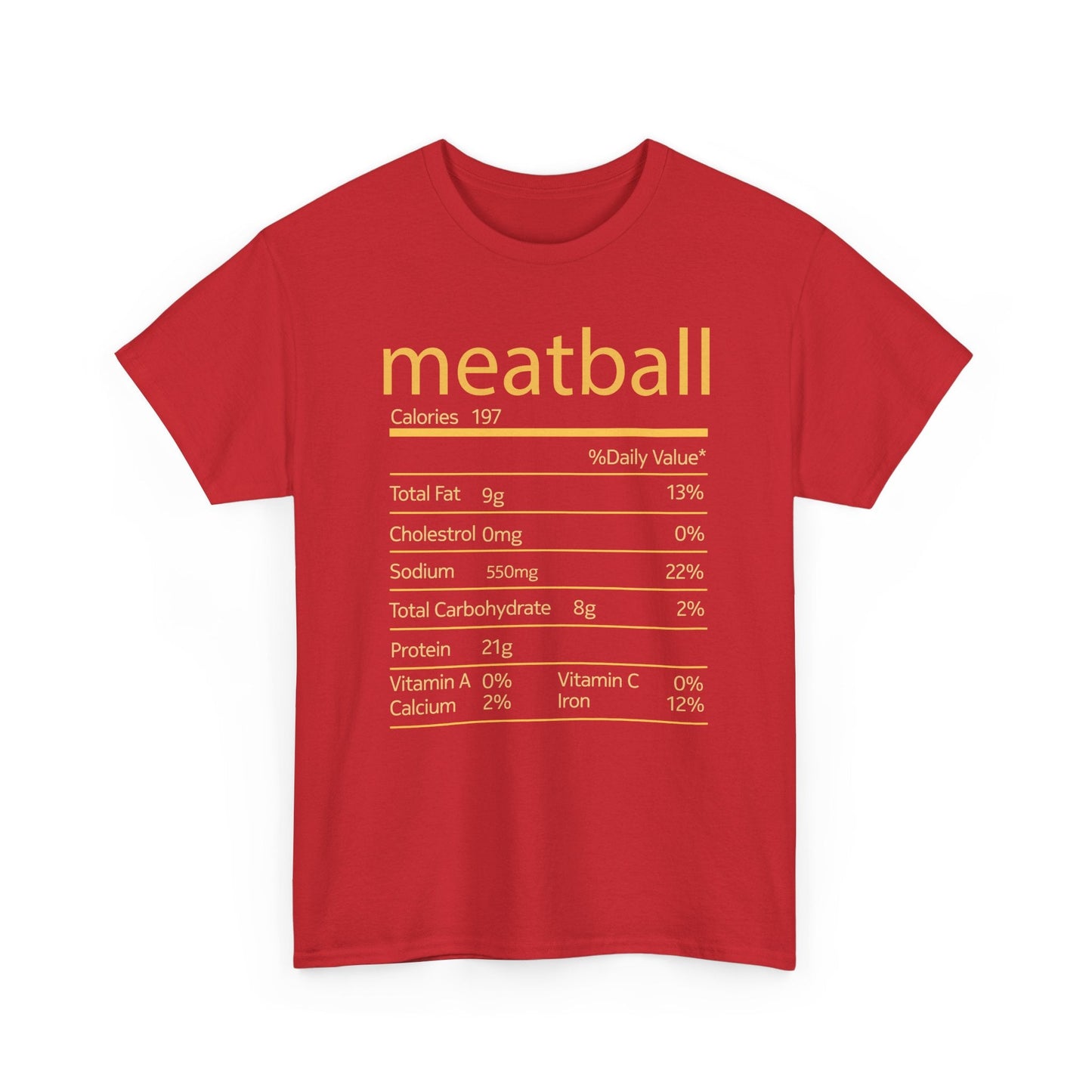 Meatball Nutrition Facts Funny Thanksgiving Christmas T-Shirt