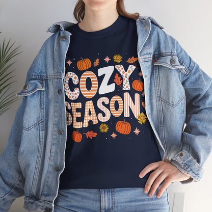 Cozy Season Autumn Fall Vibes Halloween Thanksgiving Pumpkin T-Shirt