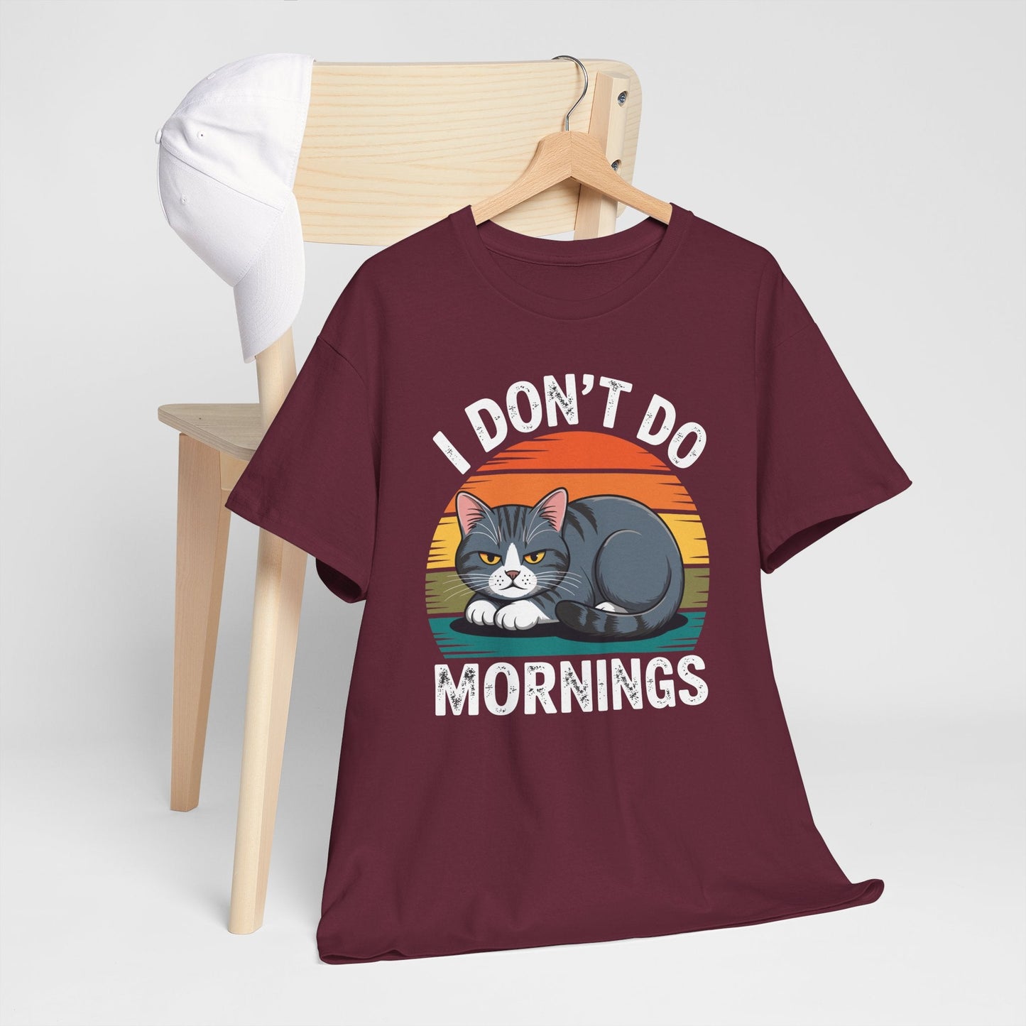 Funny Sleep Cat I Don't Do Morning T-Shirt