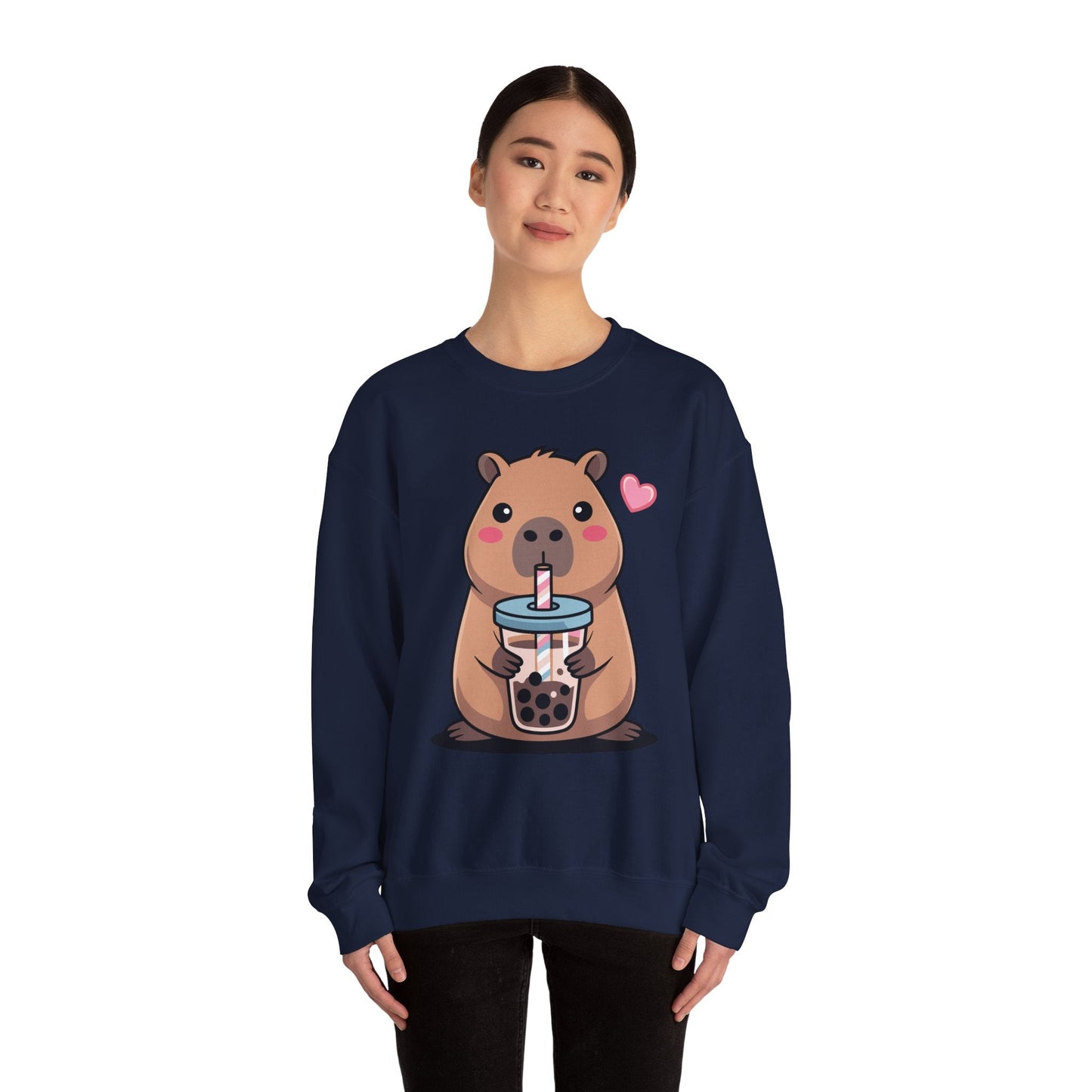 Cute Capybara Kawaii Anime Drinking Bubble Tea Lover Girls Sweatshirt
