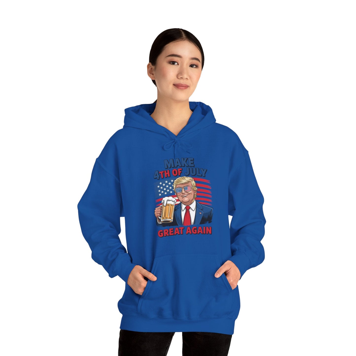 Funny Trump Make 4th Of July Great Again Drinking Beer Hoodie