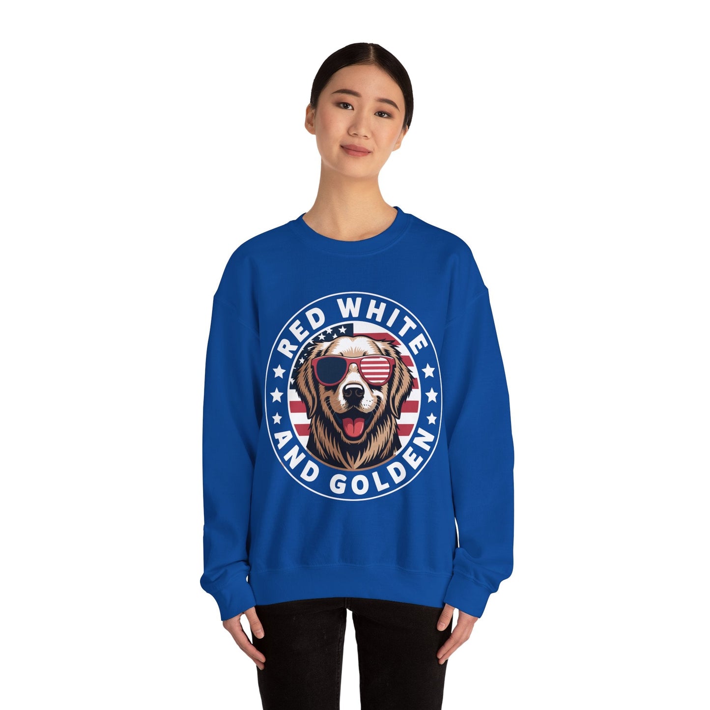 Red White Golden Retriever American Flag 4th of July Gift Sweatshirt