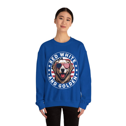 Red White Golden Retriever American Flag 4th of July Gift Sweatshirt