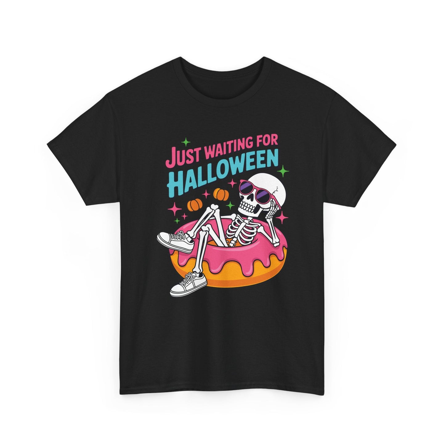 Just Waiting For Halloween Skeleton Donut Summerween Vibes T-Shirt