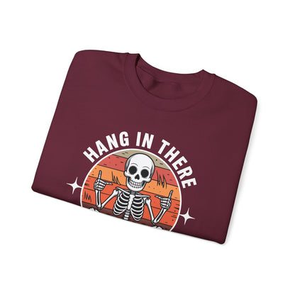 Hang In There It Gets Worse Sarcastic skeleton Flames Sweatshirt