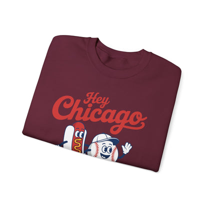 Hey Chicago Whadya Say Baseball and Hot Dog 4th of July Men Women Sweatshirt
