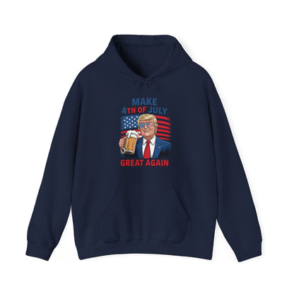 Funny Trump Make 4th Of July Great Again Drinking Beer Hoodie