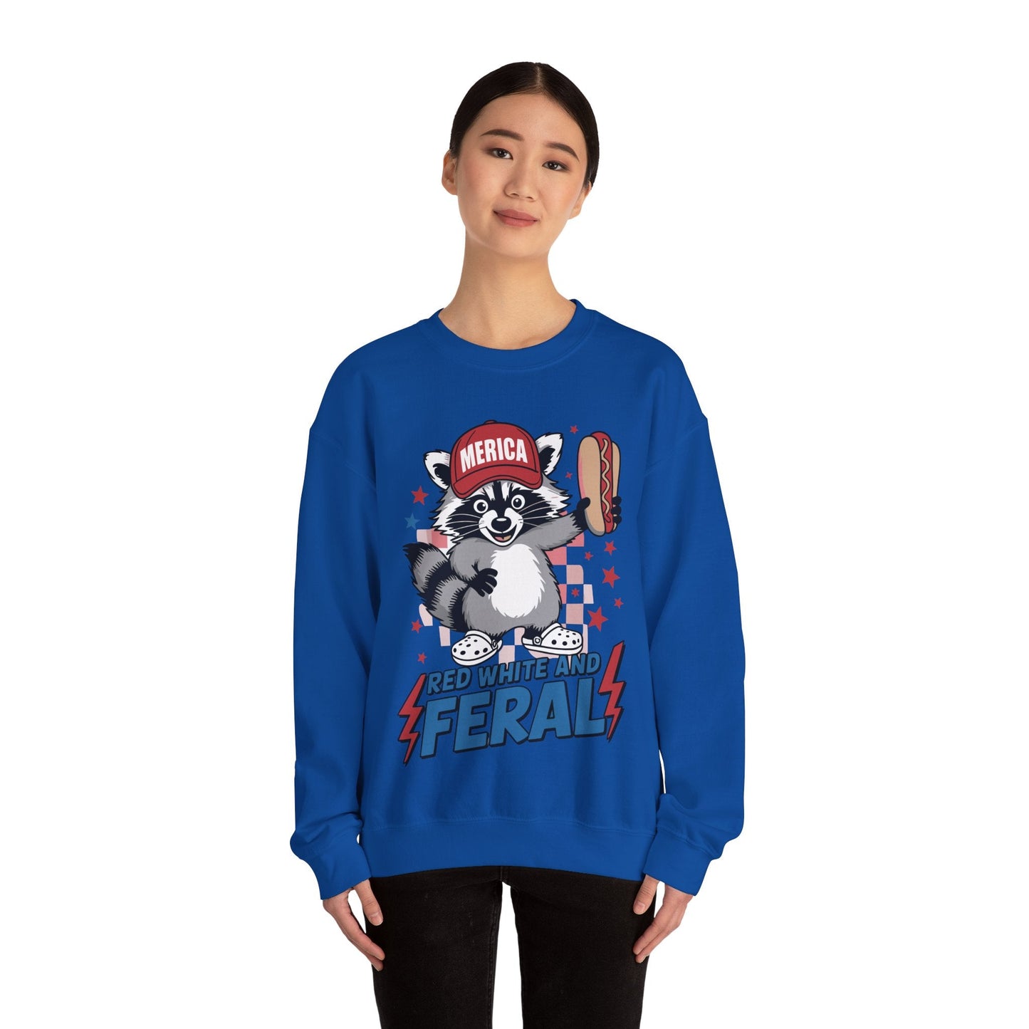 Red White And Feral Raccoon 4th of July Saying Meme Sweatshirt