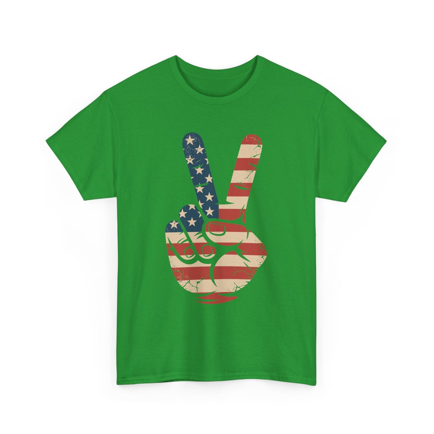 USA Flag Peace Sign Hand 4th of July Patriotic Men Boys T-Shirt