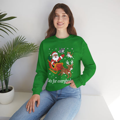 Cats For Everybody Christmas Cat Funny Xmas Women Santa Sweatshirt