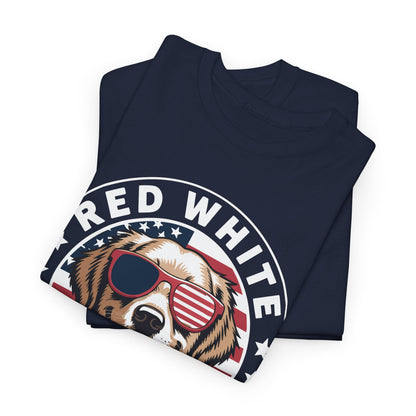 Red White Golden Retriever American Flag 4th of July Gift T-Shirt