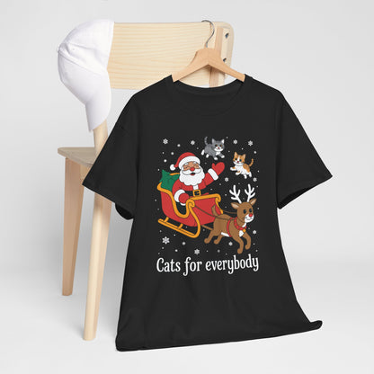 Cats For Everybody Christmas Cat Funny Xmas Women Santa T-Shirt