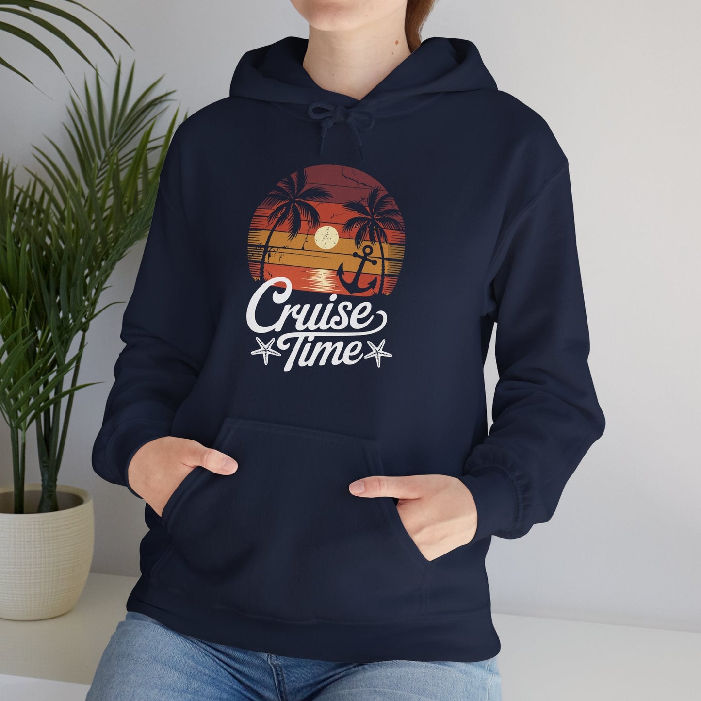 On Cruise Time Coconut Tree Graphic Summer Vacation Cruising Hoodie