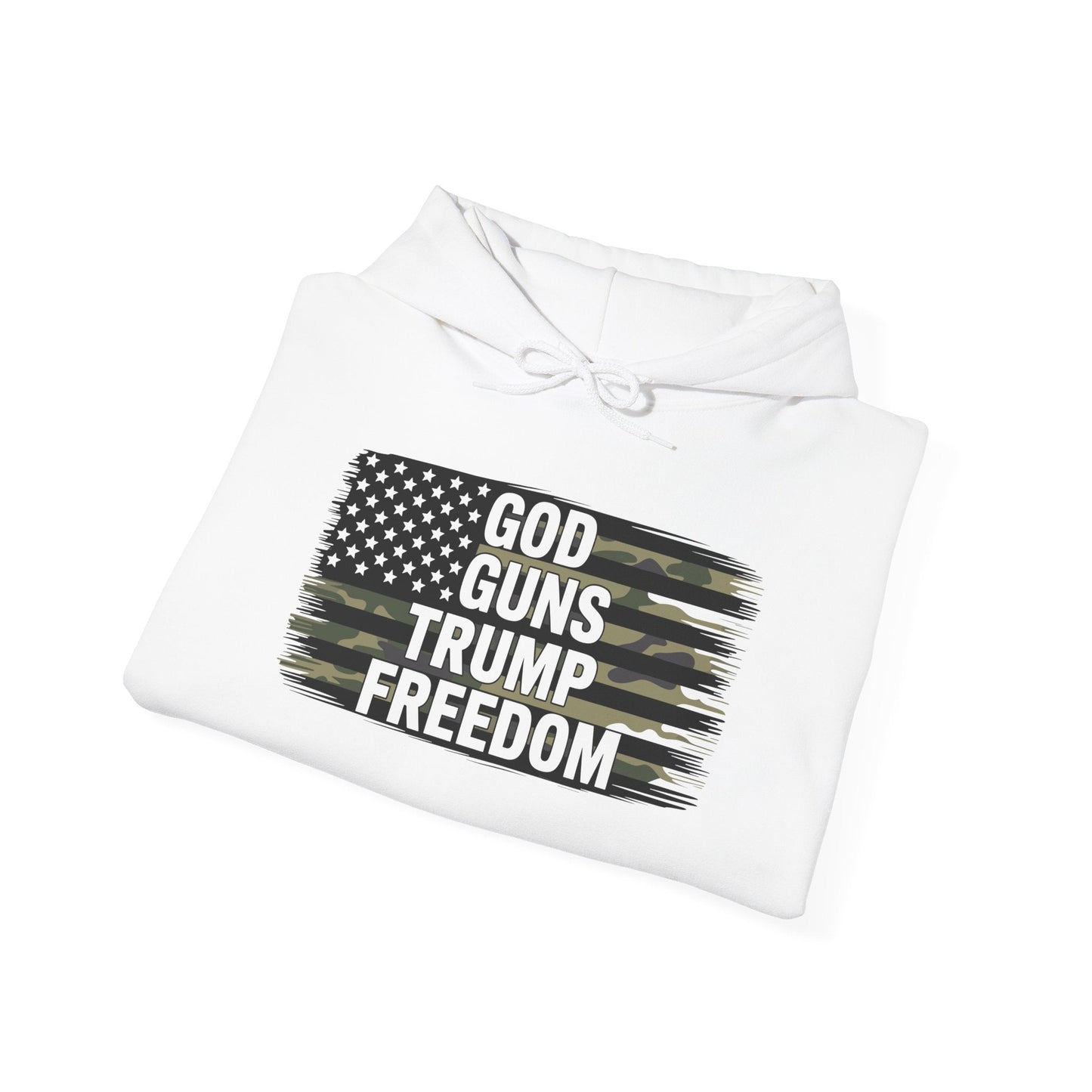 God Guns Trump Freedom Funny Camouflage Pro Gun USA Flag Hoodie