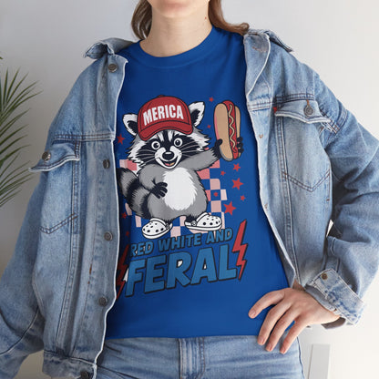 Red White And Feral Raccoon 4th of July Saying Meme T-Shirt