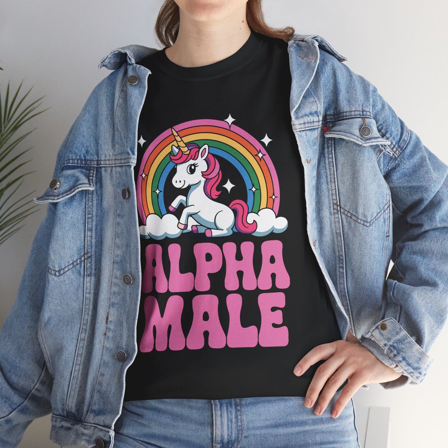Funny Alpha Male Unicorn Sarcastic Ironic Weird Y2K Humor T-Shirt