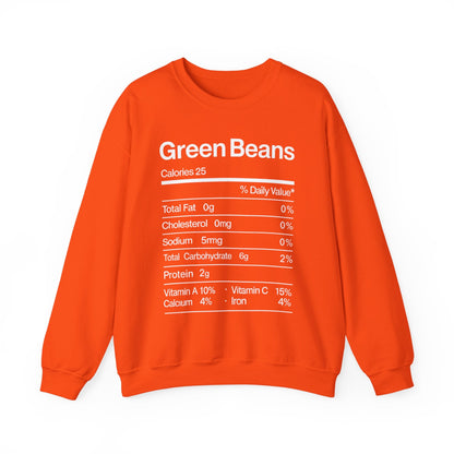 Green Beans Nutrition Facts Funny Thanksgiving Christmas Sweatshirt