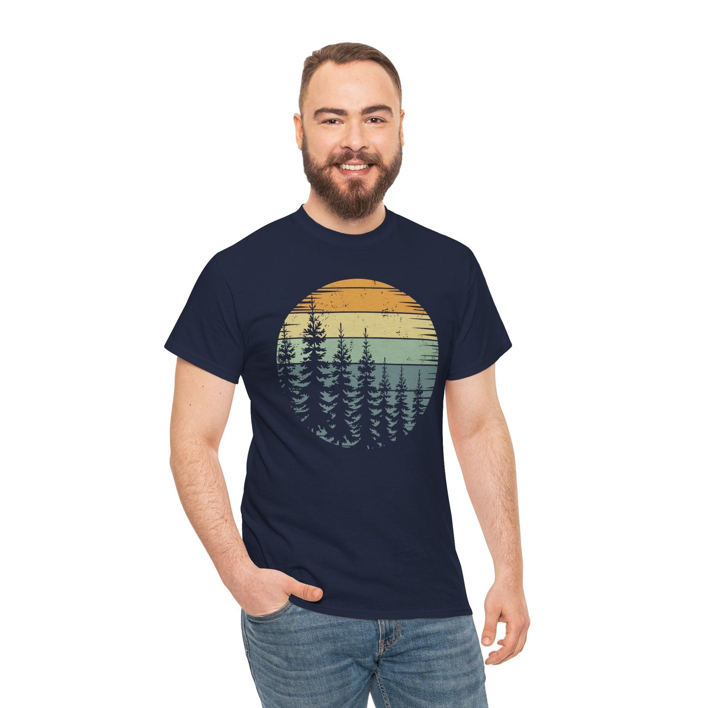 Retro Forest Trees Outdoors Nature Vintage Graphic T-Shirt