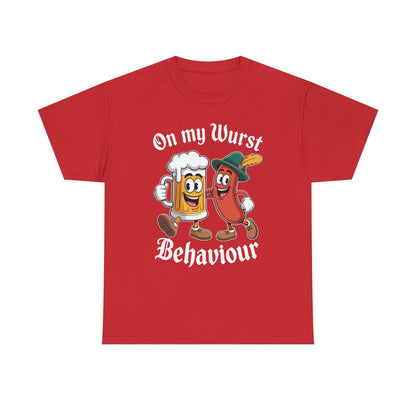 Oktoberfest On My Wurst Behaviour German Beer Sausage Adults T-Shirt