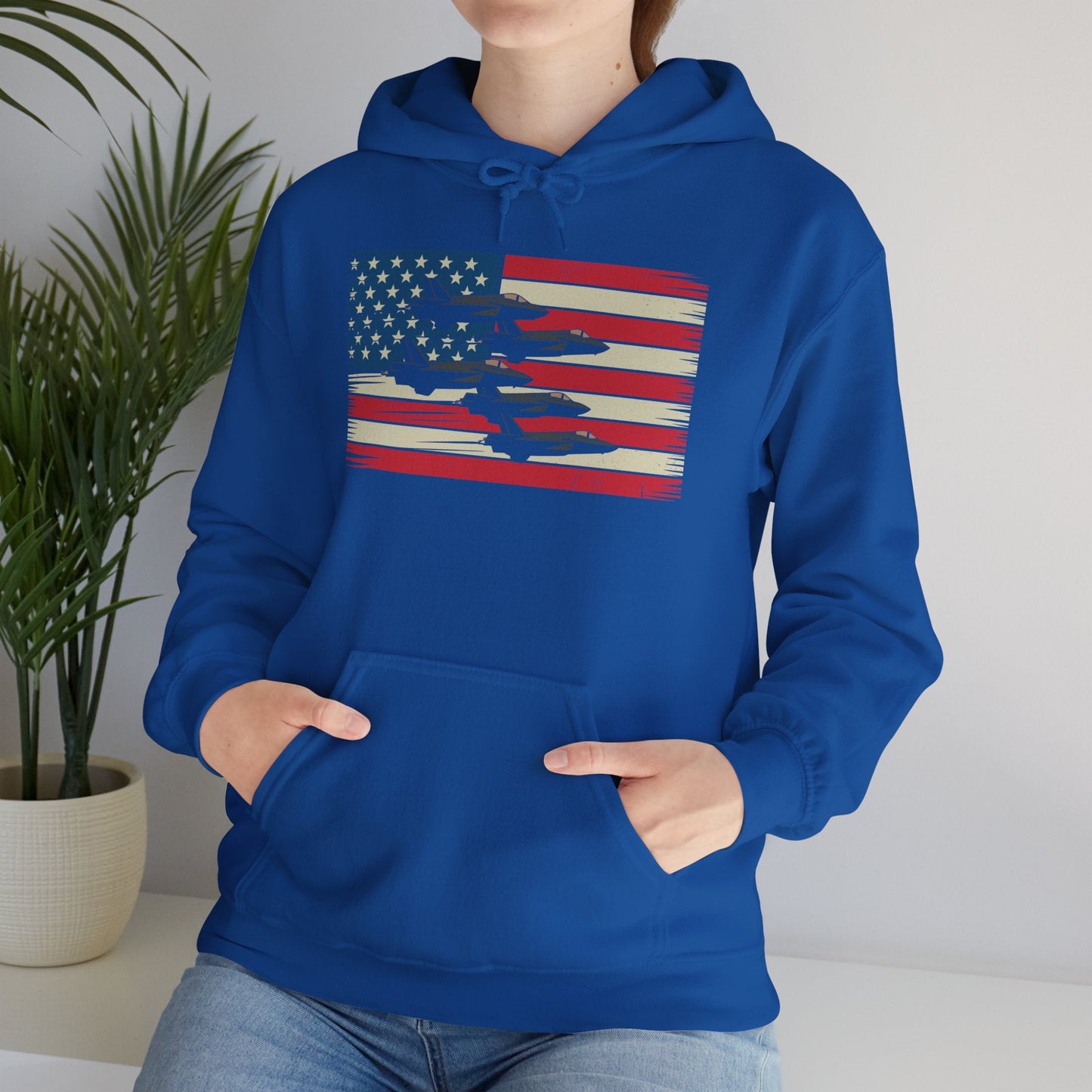 Vintage American Flag USA Fighter Jets 4th of July Patriotic Hoodie