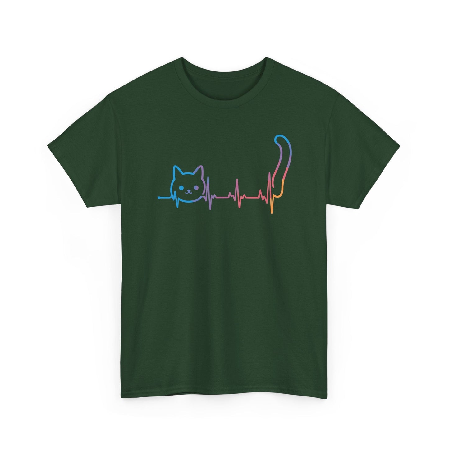 Heartbeat Cat Lover Animal Silhouette Cute Cat T-Shirt