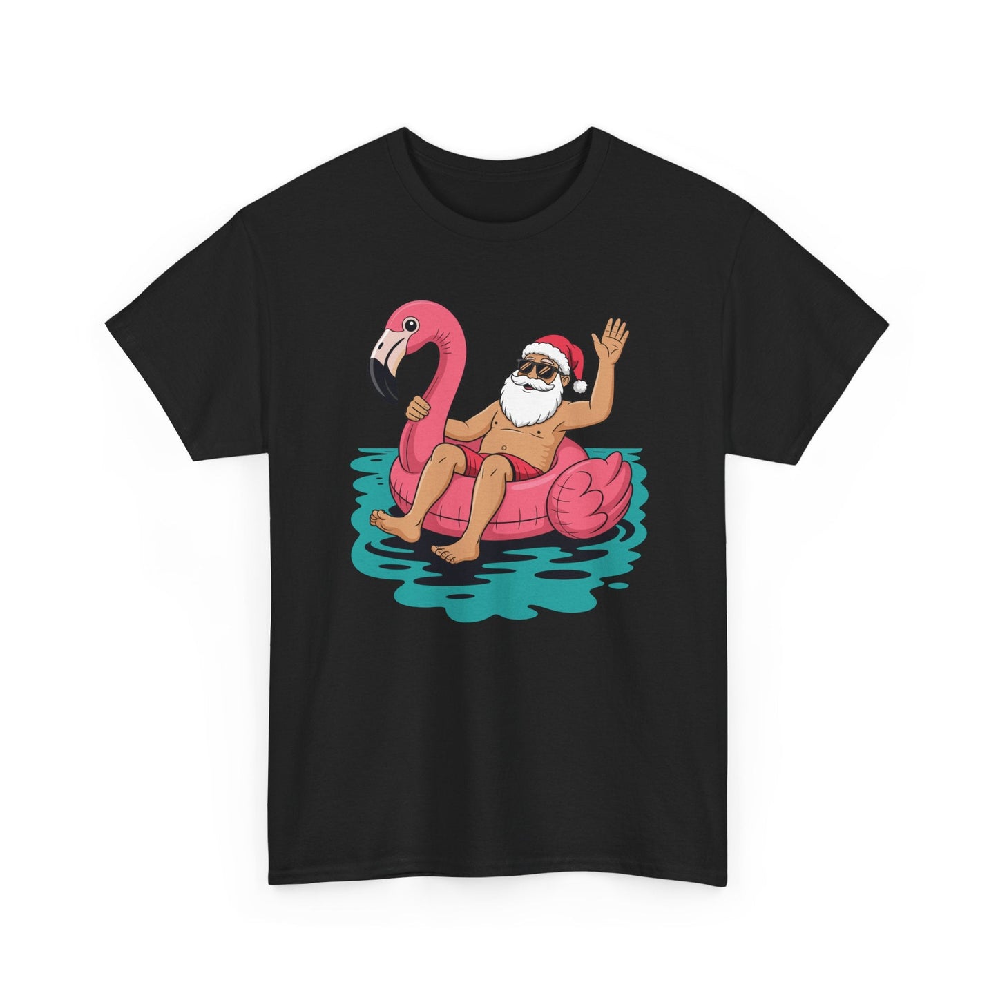 Santa Flamingo Floatie Funny Christmas In July Summer Xmas T-Shirt