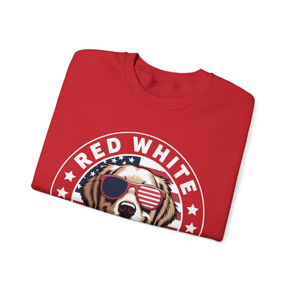 Red White Golden Retriever American Flag 4th of July Gift Sweatshirt