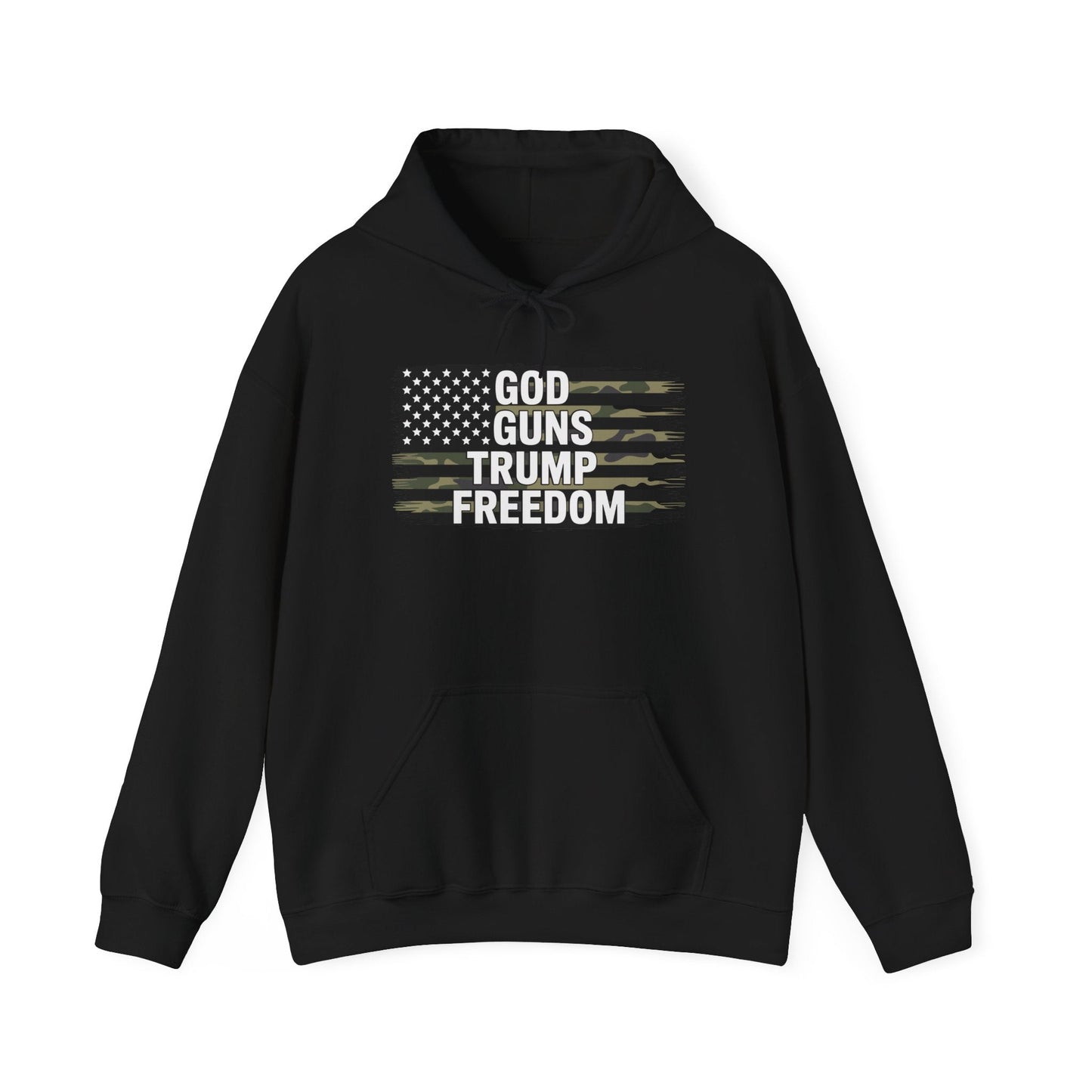 God Guns Trump Freedom Funny Camouflage Pro Gun USA Flag Hoodie